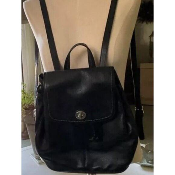Coach Purse Womens Black Pebbled Leather Park Backpack #24385 Adjustable Straps - Picture 1 of 10